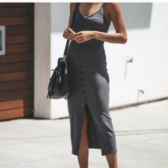 VICI Collection Charcoal Midi Dress